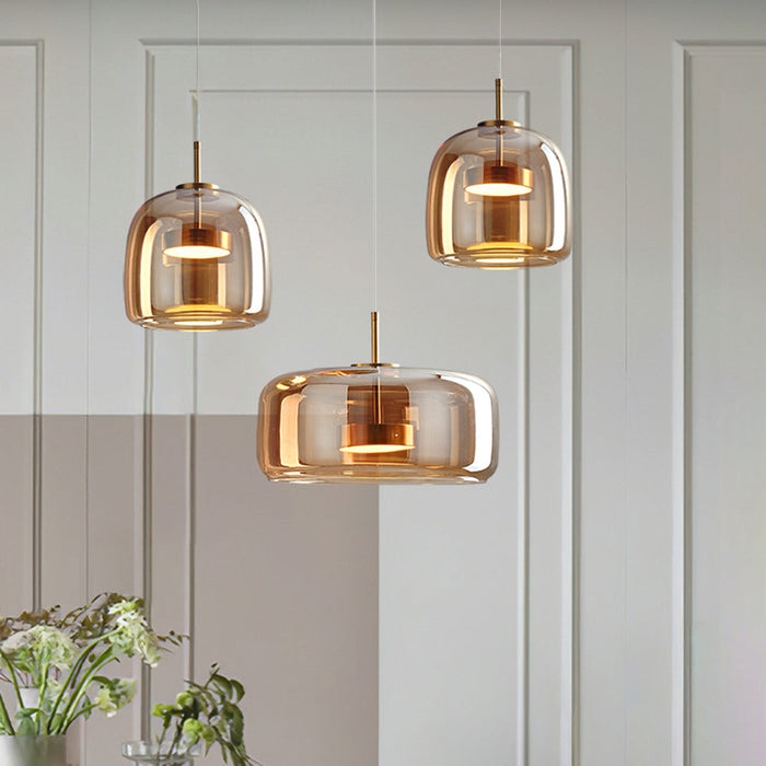 Lampa Wisząca Liodell z Regulacją Wysokości – Przezroczyste Szkło i Mosiężne Detale do Salonów i Nad Stół 4