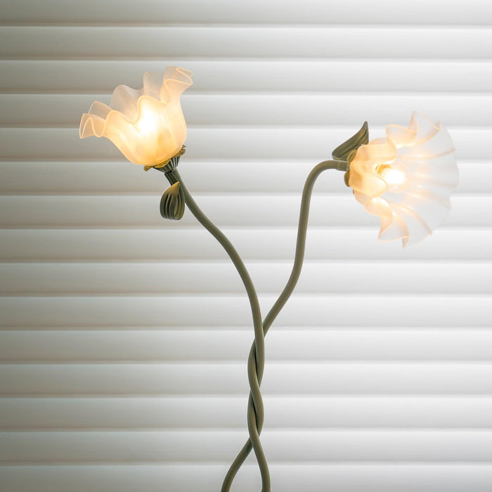Lampa Stojąca Do Salonu z Kwiatami Calla, Elegancka Lampa Stojąca w Zielonym Kolorze z Białymi Kwiatami, 170 cm 1