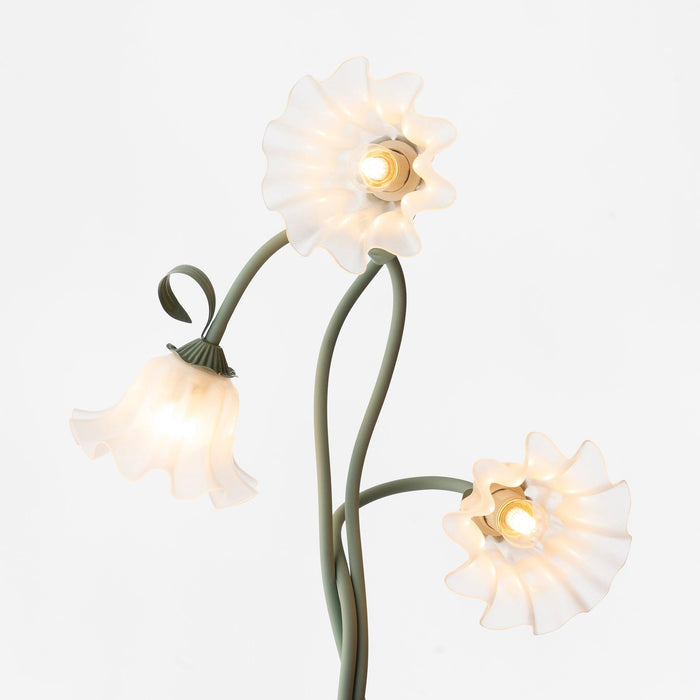 Lampa Stojąca Do Salonu z Kwiatami Calla, Elegancka Lampa Stojąca w Zielonym Kolorze z Białymi Kwiatami, 170 cm 5