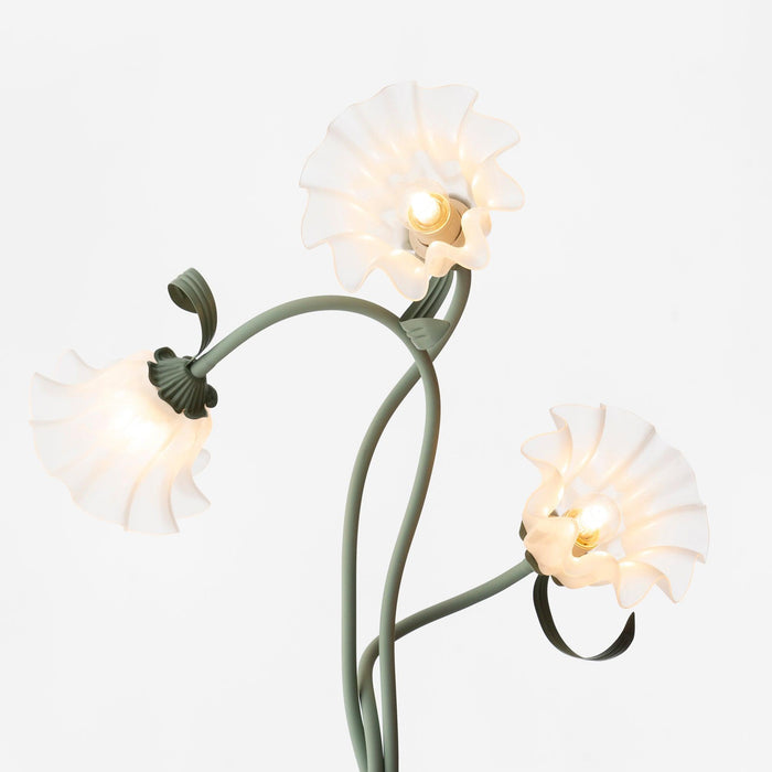 Lampa Stojąca Do Salonu z Kwiatami Calla, Elegancka Lampa Stojąca w Zielonym Kolorze z Białymi Kwiatami, 170 cm 7