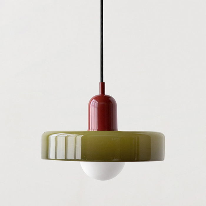 Retro Lampa Wisząca Luccon z Kolorowym Kloszem – Lampa do Salon, Jadalni i Kuchni, Idealna nad Stół, Szklana, 15W 0