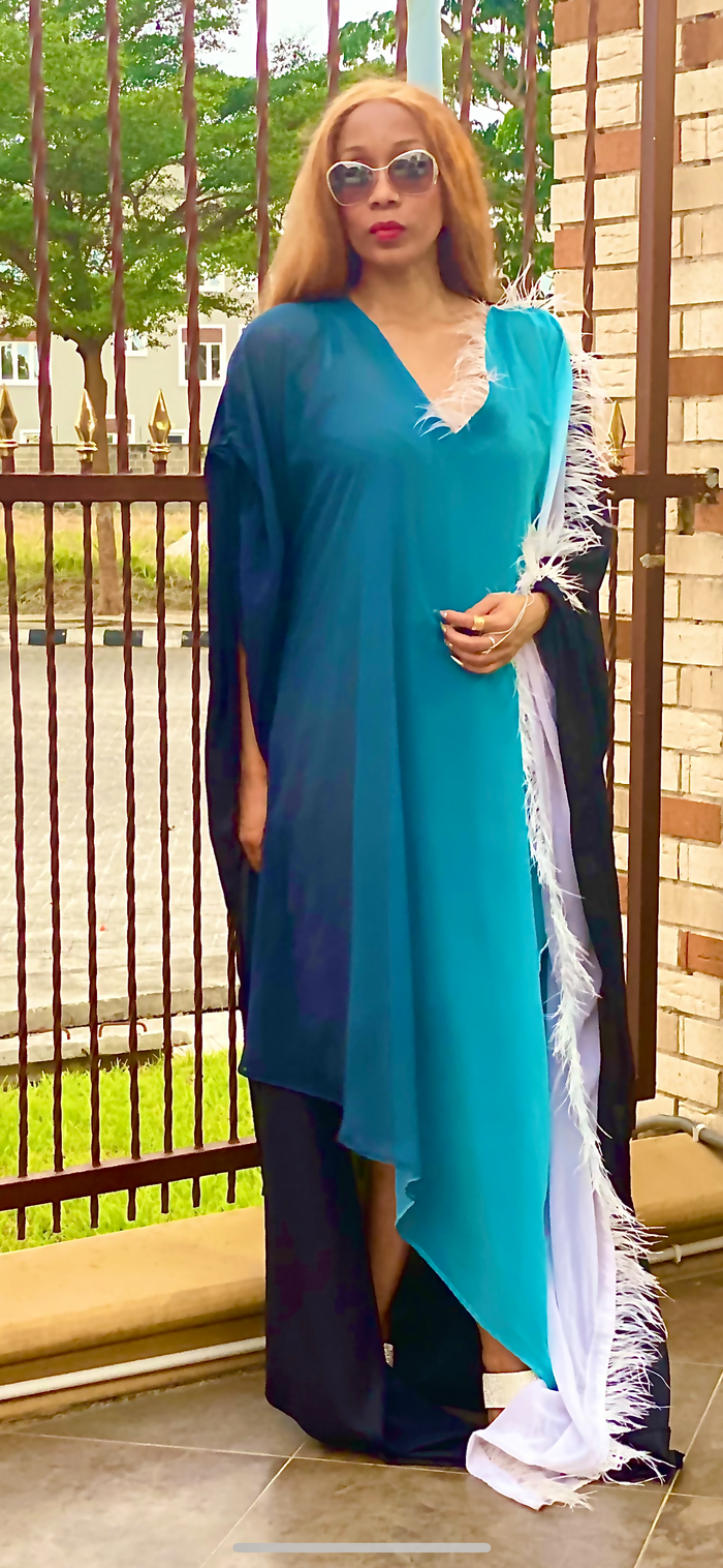 Maldives Empress Dress with Plumage Detail