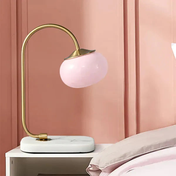 Lampa Stołowa Szklana Marshmallow z Metalowym Stojakiem – Nowoczesna Lampa do Salonów i Sypialni 0
