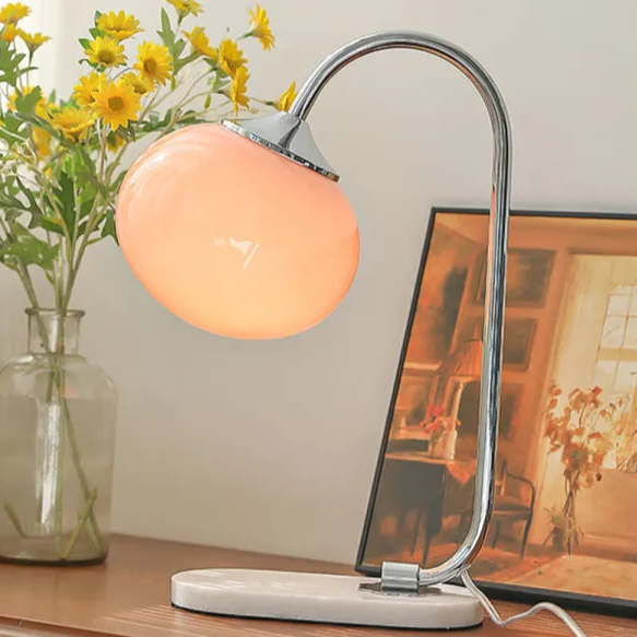 Lampa Stołowa Szklana Marshmallow z Metalowym Stojakiem – Nowoczesna Lampa do Salonów i Sypialni 3