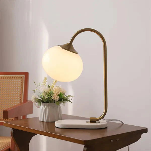 Lampa Stołowa Szklana Marshmallow z Metalowym Stojakiem – Nowoczesna Lampa do Salonów i Sypialni 4