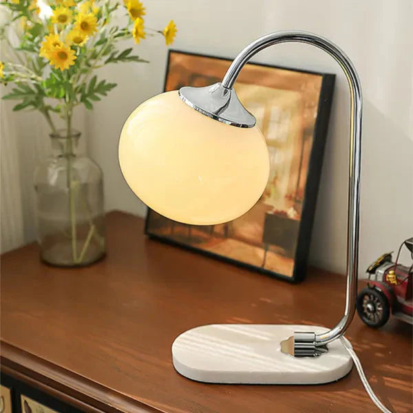 Lampa Stołowa Szklana Marshmallow z Metalowym Stojakiem – Nowoczesna Lampa do Salonów i Sypialni 6