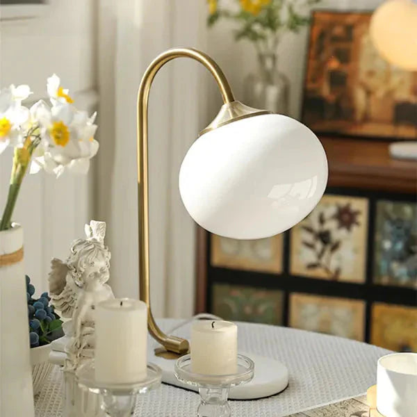Lampa Stołowa Szklana Marshmallow z Metalowym Stojakiem – Nowoczesna Lampa do Salonów i Sypialni 7