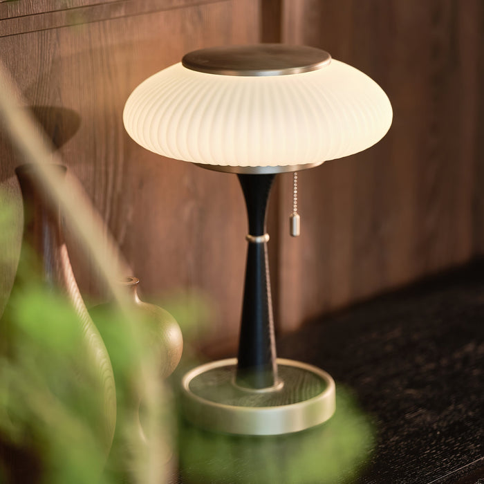 Lampa Stołowa Szklana Matsutake z Metalowym Wykończeniem – Elegancka Lampa Stołowa do Salonów i Biur, 36 cm 2