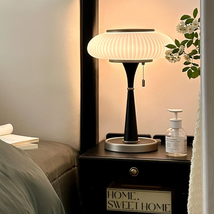 Lampa Stołowa Szklana Matsutake z Metalowym Wykończeniem – Elegancka Lampa Stołowa do Salonów i Biur, 36 cm 3