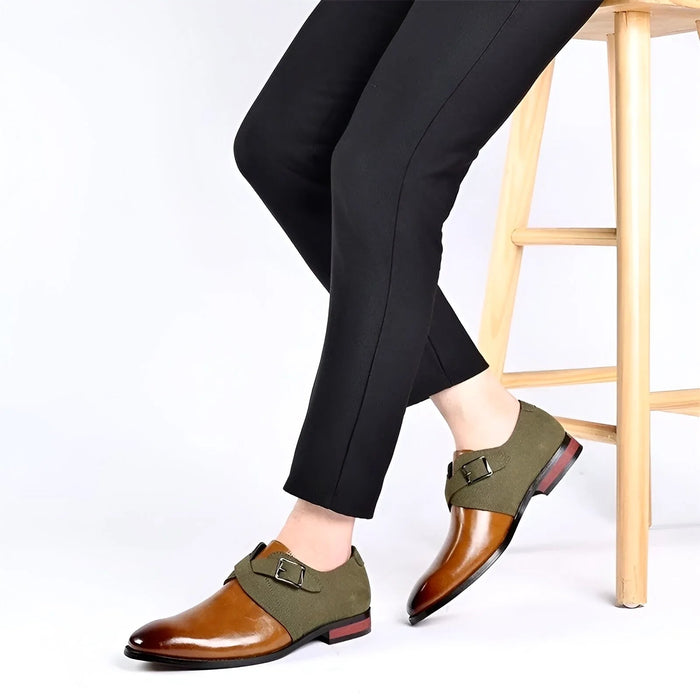 Męskie buty wizytowe z zamszowymi detalami – eleganckie czarne skórzane buty formalne 4
