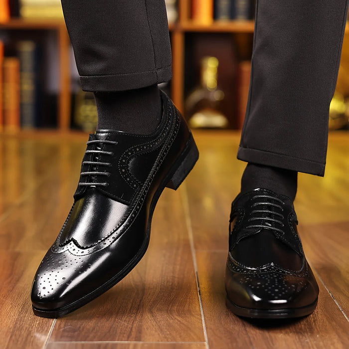 Męskie buty wizytowe o eleganckim, formalnym wzornictwie – czarna skóra, wygoda i trwałość 6
