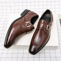 Męskie buty wizytowe z paskiem Monk Strap i amortyzowaną wkładką – polerowana czarna skóra Obuwie formalne 0