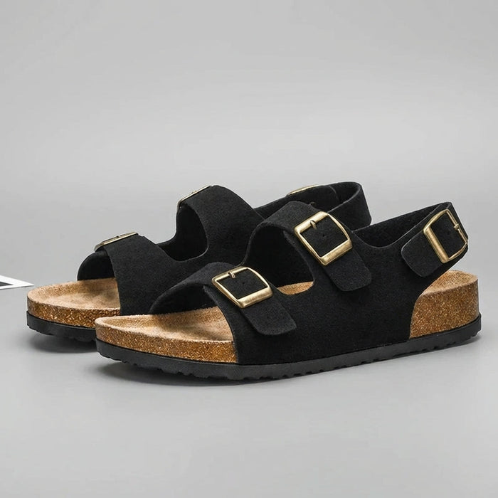 Męskie sandały ortopedyczne z odkrytą piętą i regulowaną klamrą – Cork Sole Comfort 4
