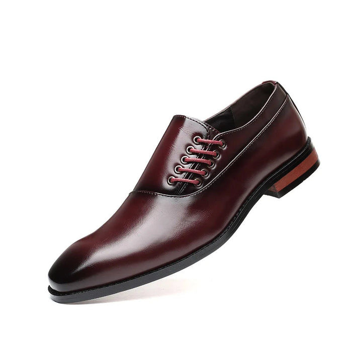 Męskie buty typu Oxford z bocznymi sznurówkami i wygodnymi wkładkami – oryginalne skórzane buty wizytowe 7