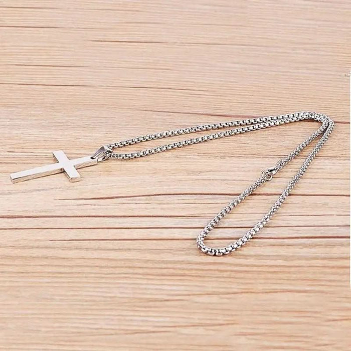 Srebrny Naszyjnik Męski z Krzyżem – Elegancki Łańcuszek ze Stali Elizejskiej, Idealny na Prezent 4