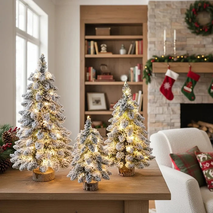 Mini choinka z efektem śniegu i oświetleniem LED, 45 cm, idealna dekoracja świąteczna do m 3