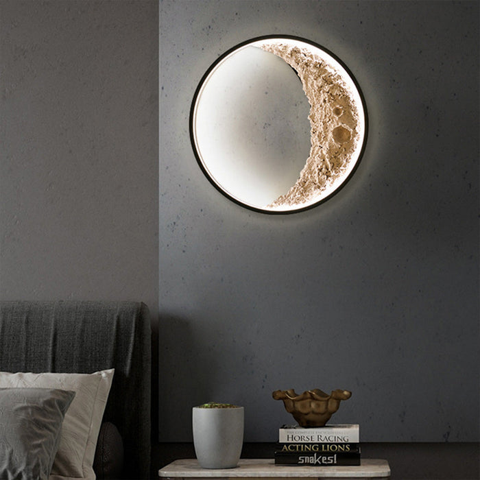 Nowoczesny Kinkiet Ścienny 3D Księżyc z Oświetleniem LED 40 cm – Lampa na Ścianę do Salonu i Sypialni 3