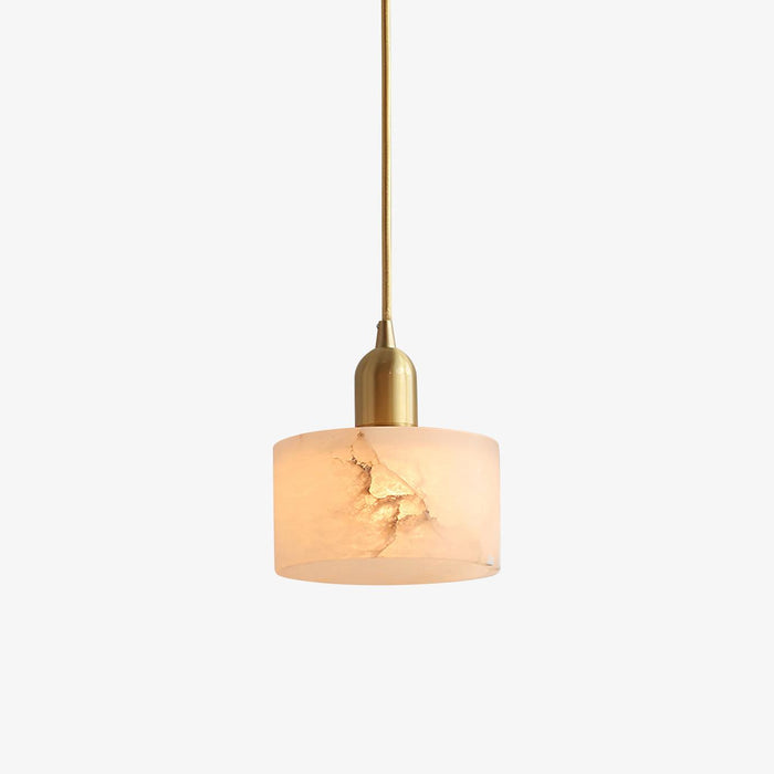 Nowoczesna Lampa Wisząca z Alabastrem i Mosiądzu do Salonu – Elegancki Żyrandol, Kompatybilny z LED i Edison 1