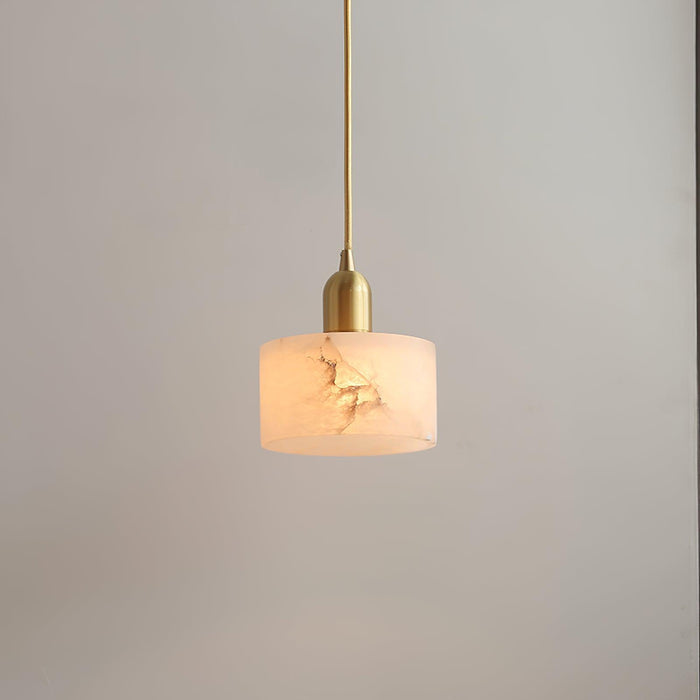 Nowoczesna Lampa Wisząca z Alabastrem i Mosiądzu do Salonu – Elegancki Żyrandol, Kompatybilny z LED i Edison 3