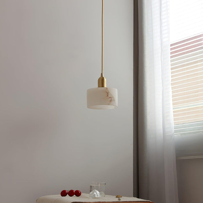 Nowoczesna Lampa Wisząca z Alabastrem i Mosiądzu do Salonu – Elegancki Żyrandol, Kompatybilny z LED i Edison 4