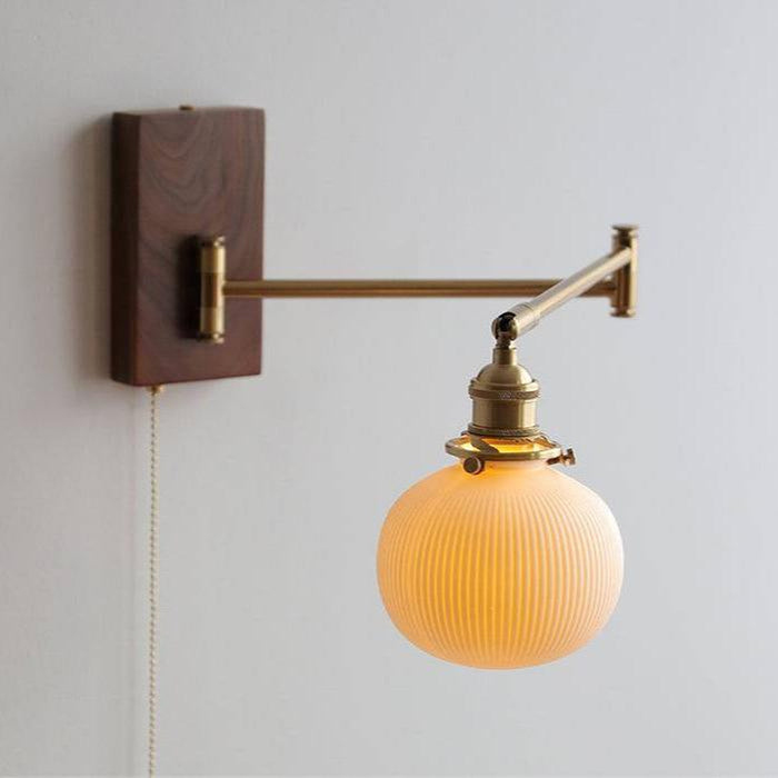Nowoczesny Kinkiet Ścienny Ceramiczny z Drewnianym Blatem – Stylowa Lampa do Sypialni i Salonu, E26/E27 0