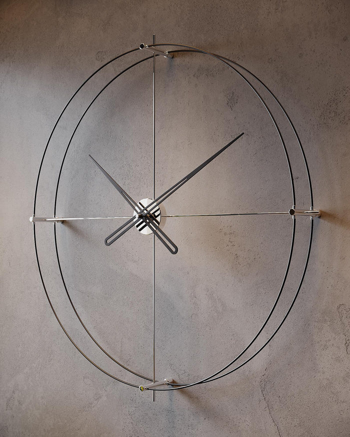 Modern Large Wall Clock with Brown Hands – Minimalist Wall Clock for the Living Room, 60x78 cm