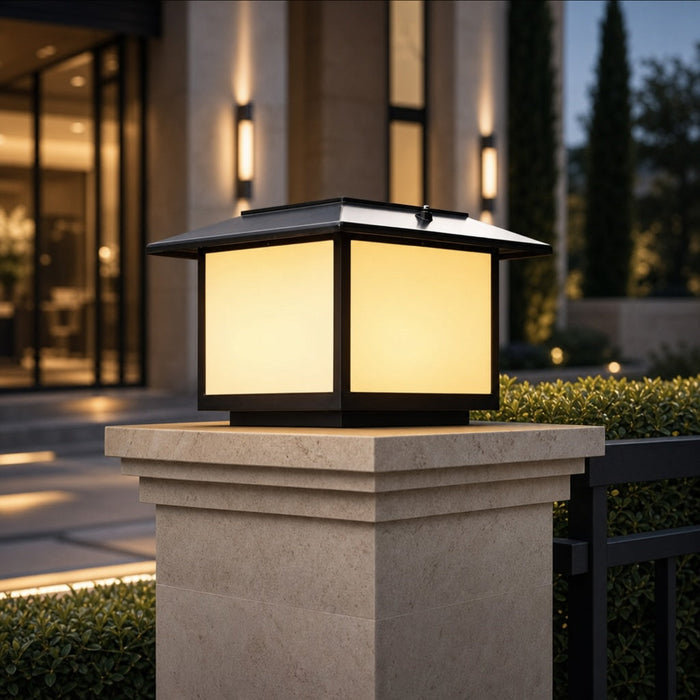 Nowoczesna lampa słupkowa LED z regulacją i opcją solarną, aluminiowa obudowa IP65, ideal 4