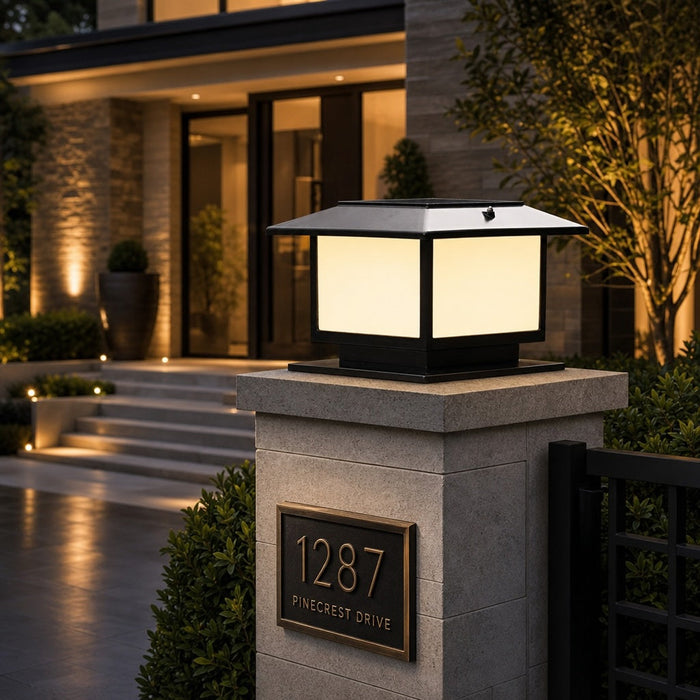 Nowoczesna lampa słupkowa LED z regulacją i opcją solarną, aluminiowa obudowa IP65, ideal 5