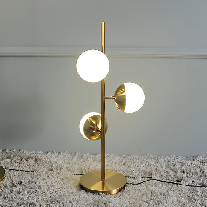 Nowoczesna Lampa Stojąca LED z Białymi Kulami na Złotym Stojaku do Salonu – Stabilna, Elegancka, Wysoka jakość 0
