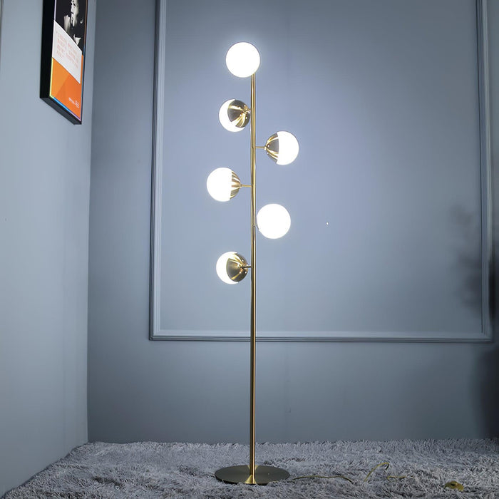 Nowoczesna Lampa Stojąca LED z Białymi Kulami na Złotym Stojaku do Salonu – Stabilna, Elegancka, Wysoka jakość 6