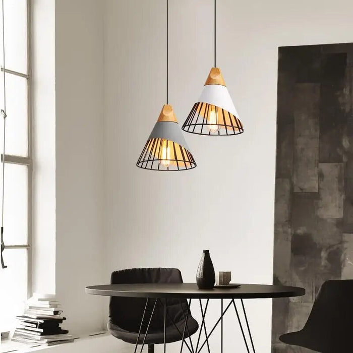 Nowoczesna Lampa Wisząca LED z Żelaza i Drewna – Stylowy Dodatek do Wnętrz 2