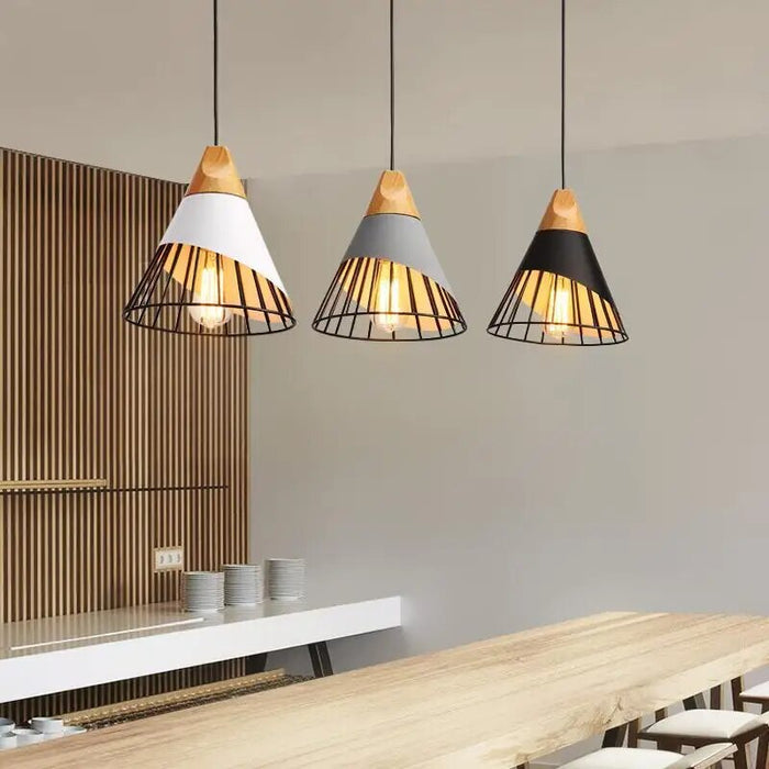 Nowoczesna Lampa Wisząca LED z Żelaza i Drewna – Stylowy Dodatek do Wnętrz 3