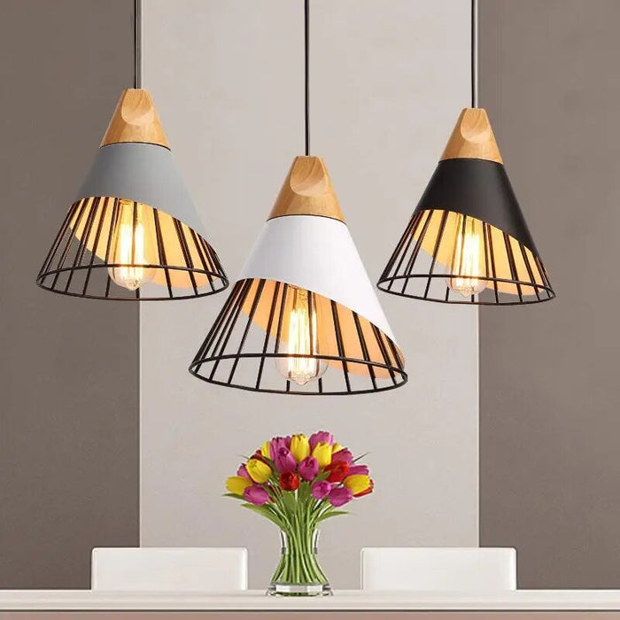 Nowoczesna Lampa Wisząca LED z Żelaza i Drewna – Stylowy Dodatek do Wnętrz 4