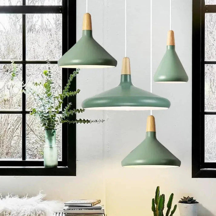 Nowoczesna Stożkowa Lampa Wisząca Macaron – Metalowa Lampa do Salonu, Kolorowa, Wysoka Jakość, Różne Rozmiary 3