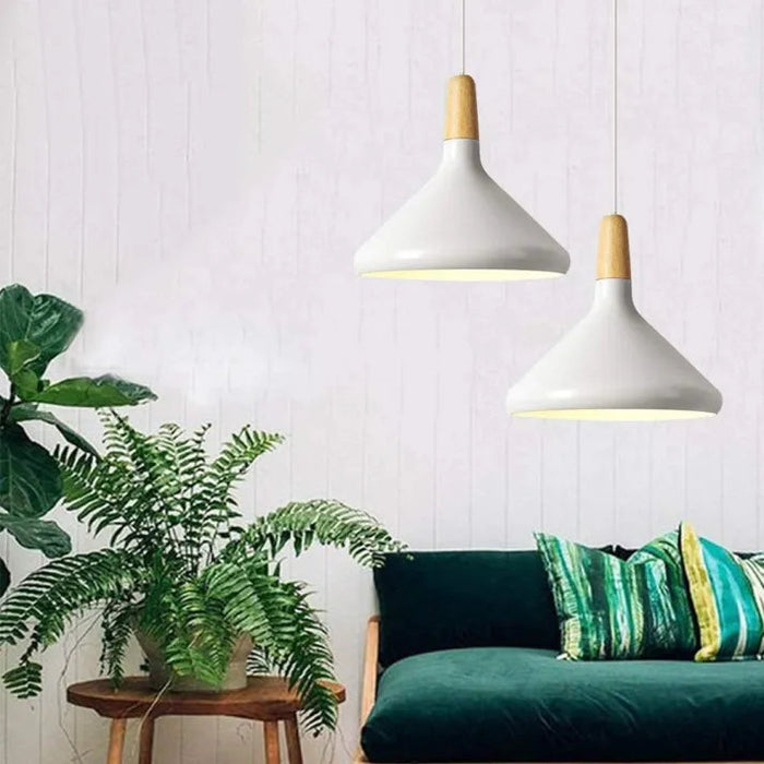 Nowoczesna Stożkowa Lampa Wisząca Macaron – Metalowa Lampa do Salonu, Kolorowa, Wysoka Jakość, Różne Rozmiary 4