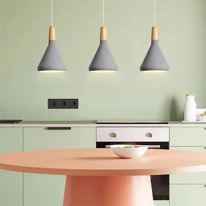 Nowoczesna Stożkowa Lampa Wisząca Macaron – Metalowa Lampa do Salonu, Kolorowa, Wysoka Jakość, Różne Rozmiary 7