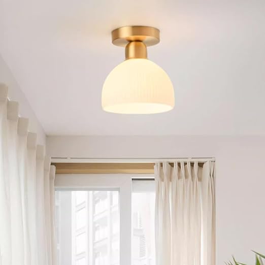 Nowoczesna Lampa Sufitowa z Mlecznobiałego Szkła – Stylowe Oświetlenie do Salonu i Sypialni, E27, 18 cm 1