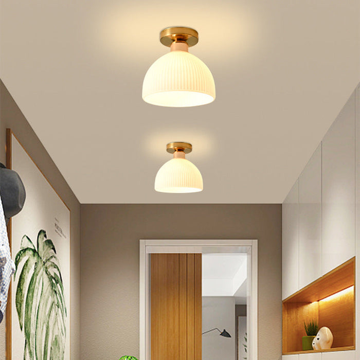 Nowoczesna Lampa Sufitowa z Mlecznobiałego Szkła – Stylowe Oświetlenie do Salonu i Sypialni, E27, 18 cm 3