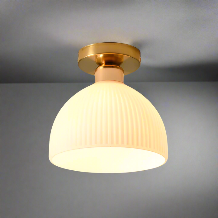 Nowoczesna Lampa Sufitowa z Mlecznobiałego Szkła – Stylowe Oświetlenie do Salonu i Sypialni, E27, 18 cm 5
