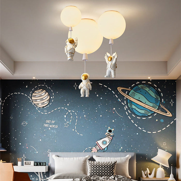 Nowoczesna Lampa Sufitowa LED Księżyc i Astronauta – Oświetlenie do Sypialni i Pokoi Zabaw, Średnica 25/30/35 cm 3