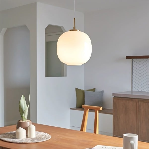 Nowoczesna Lampa Wisząca z Opalowego Szkła w Stylu Skandynawskim – Elegancka i Minimalistyczna 0