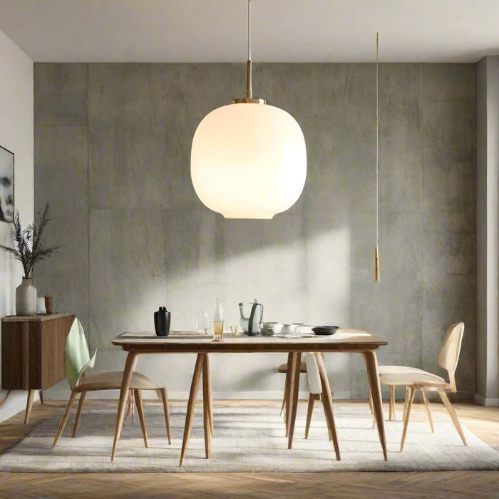 Nowoczesna Lampa Wisząca z Opalowego Szkła w Stylu Skandynawskim – Elegancka i Minimalistyczna 3