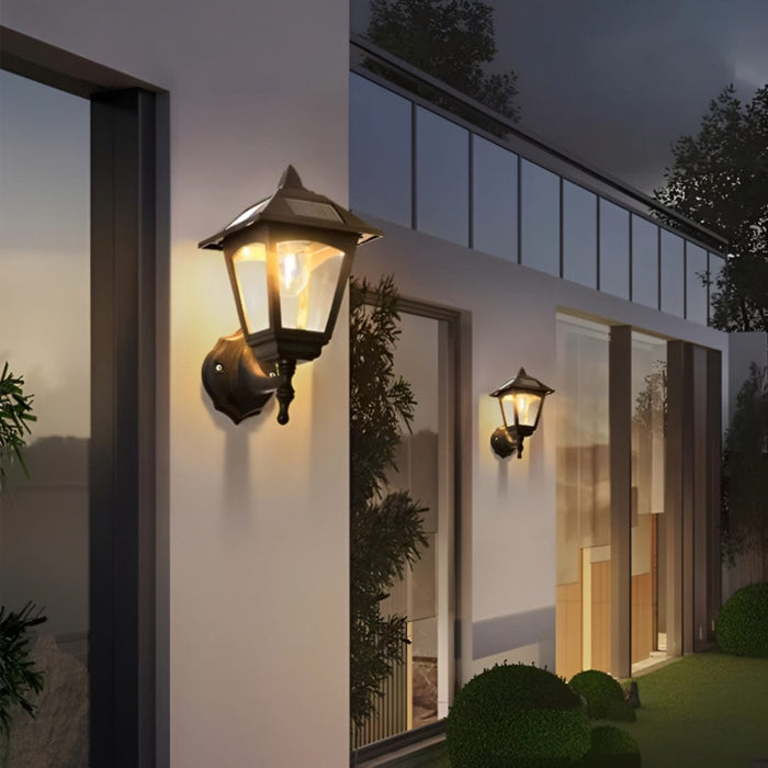 Kinkiet Solarny Zewnętrzny z Nowoczesnym Designem – Ekologiczne Oświetlenie do Ogrodów i Tarasów, IP65, E27 LED 0