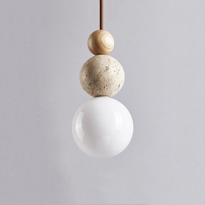 Nowoczesna lampa wisząca z trawertynu i szkła – Rustykalny design do jadalni 4