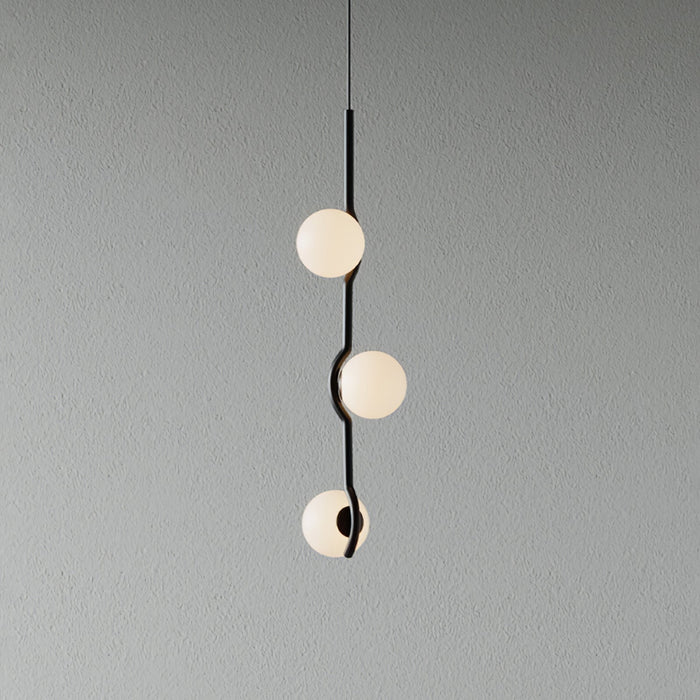 Nowoczesna Lampa Wisząca z Opalowym Szkłem i Metalową Ramą do Salonu i Jadalni – Asymetryczny Design 0