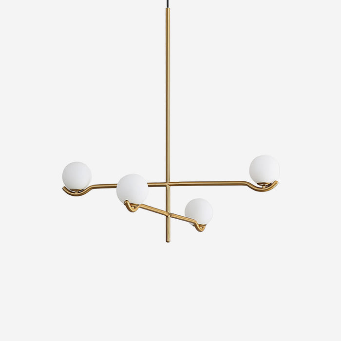 Nowoczesna Lampa Wisząca z Opalowym Szkłem i Metalową Ramą do Salonu i Jadalni – Asymetryczny Design 3