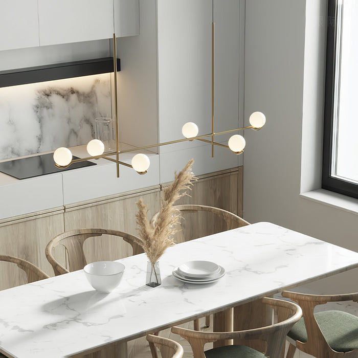 Nowoczesna Lampa Wisząca z Opalowym Szkłem i Metalową Ramą do Salonu i Jadalni – Asymetryczny Design 5