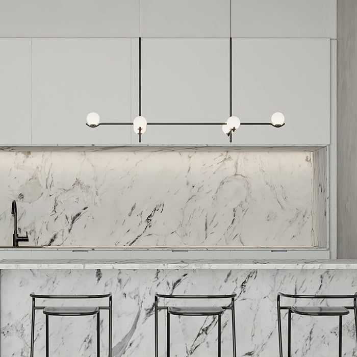 Nowoczesna Lampa Wisząca z Opalowym Szkłem i Metalową Ramą do Salonu i Jadalni – Asymetryczny Design 6