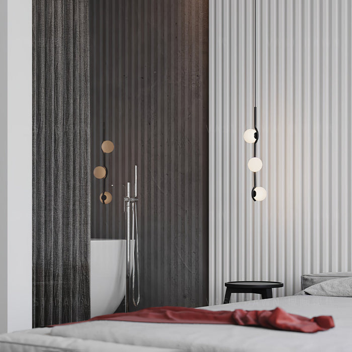 Nowoczesna Lampa Wisząca z Opalowym Szkłem i Metalową Ramą do Salonu i Jadalni – Asymetryczny Design 7