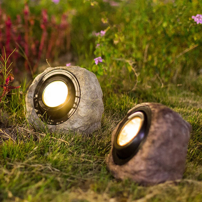 Nowoczesna Lampa Ogrodowa Solarno-LED w Kształcie Kamienia – Wodoodporna, Regulowana Głowica, 17 x 20 cm 1
